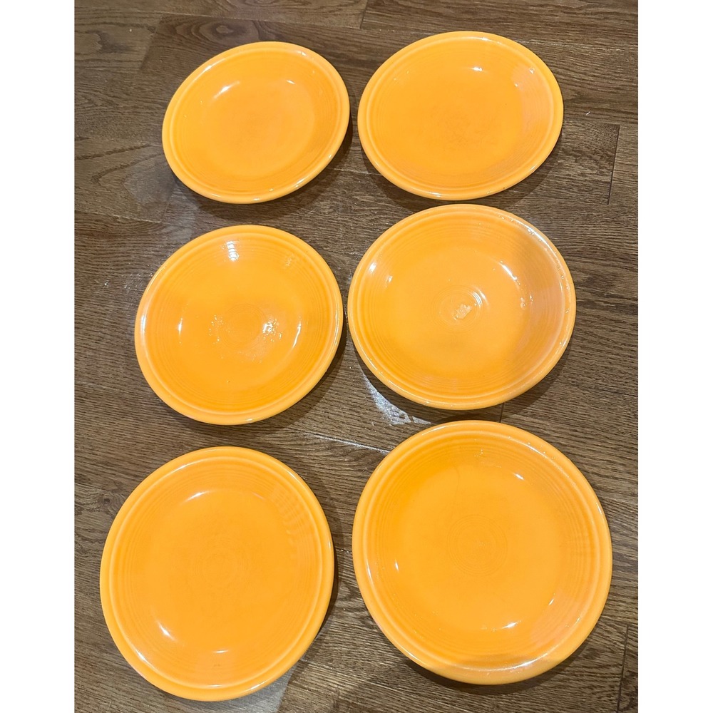 Fiesta Homer Laughlin Tangerine Salad Plates Set of 6 USA Ceramic 7.25"
